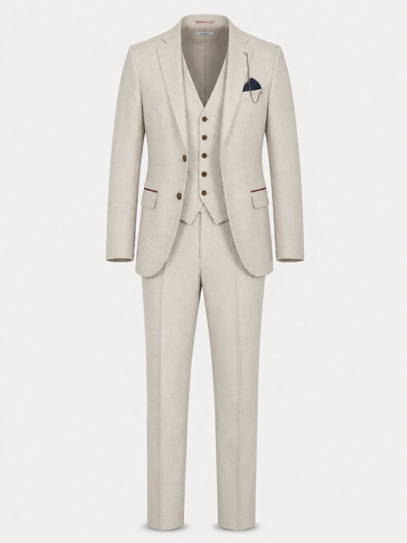 Bellington Tweed Twill Cream Suit Front View