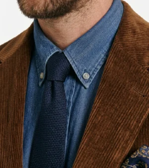 Bromley Solid Brown Corduroy Suit Collar