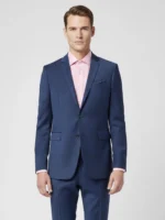 SuitsHeritage Men’s Check Blue Slim Fit 2 Piece Suit Close Up