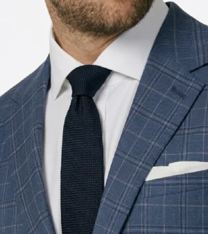 Eastford Check Blue Polyester Suit Collar