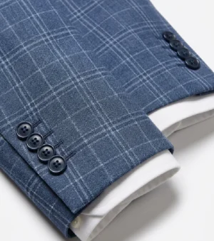 Eastford Check Blue Polyester Suit Cuffs