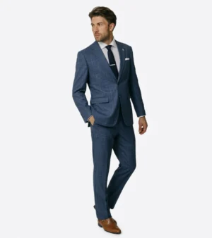 Eastford Check Blue Polyester Suit Front