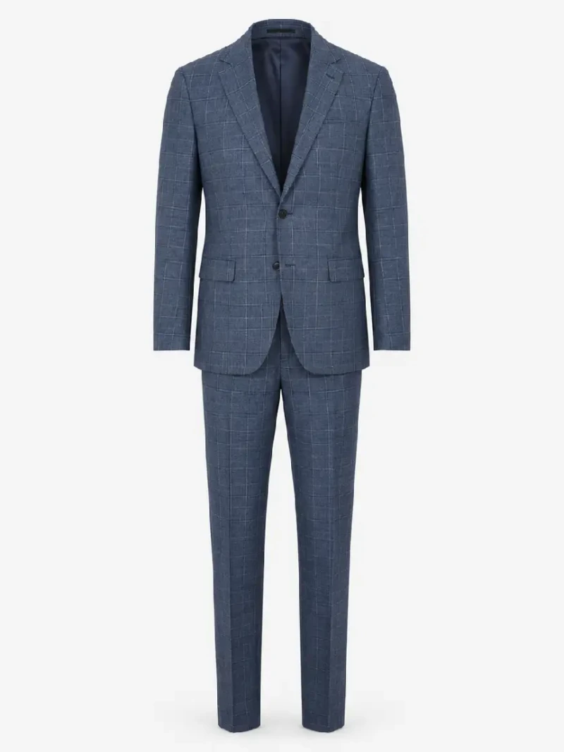 Eastford Check Blue Polyester Suit Ghost Mannequin