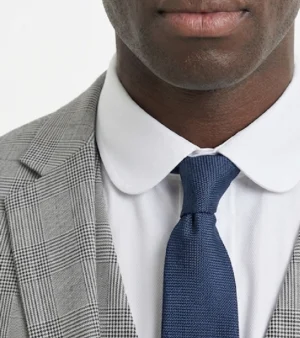 Eastford Check Light Grey Polyester Suit Collar