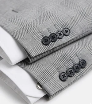 Eastford Check Light Grey Polyester Suit Cuffs