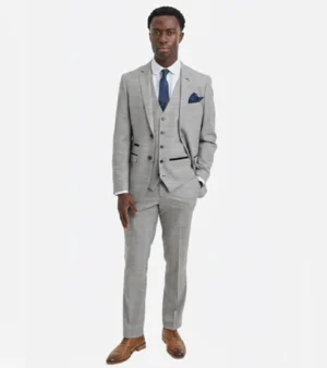 Eastford Check Light Grey Polyester Suit Front