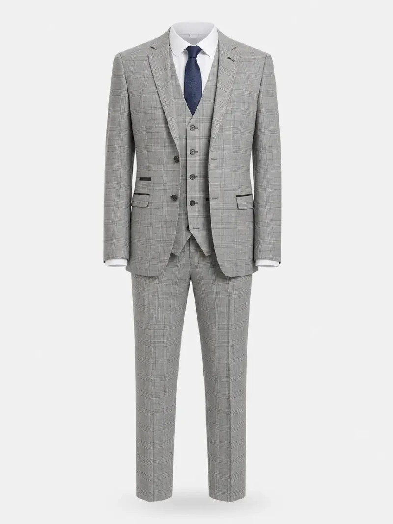 Eastford Check Light Grey Polyester Suit Ghost Mannequin