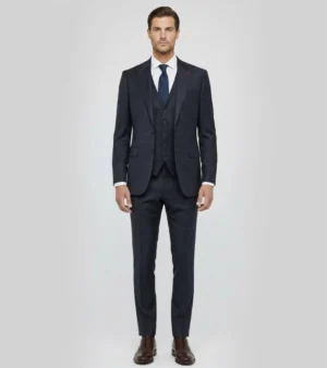 Eastford Check Navy Polyester Suit Front