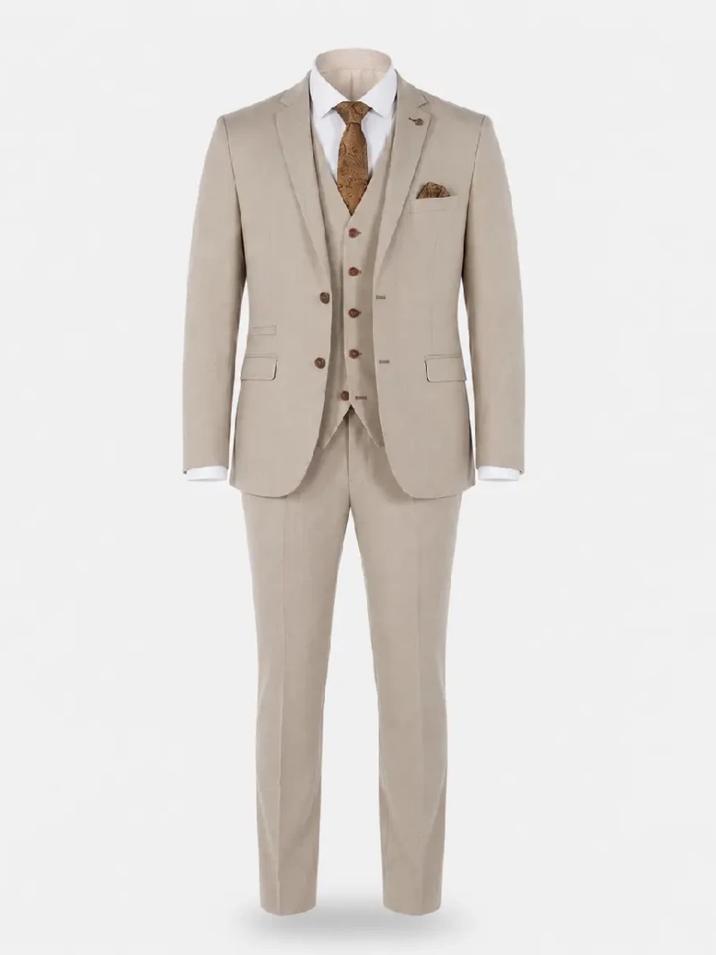Eastford Polyester Bridseye Beige Suit Ghost Mannequin