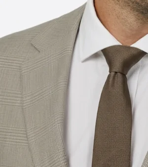 Eastford Polyester Check Beige Suit Collar