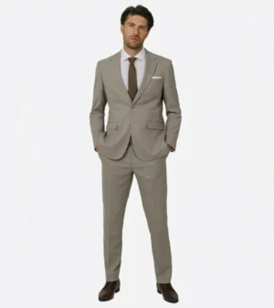 Eastford Polyester Check Beige Suit Front