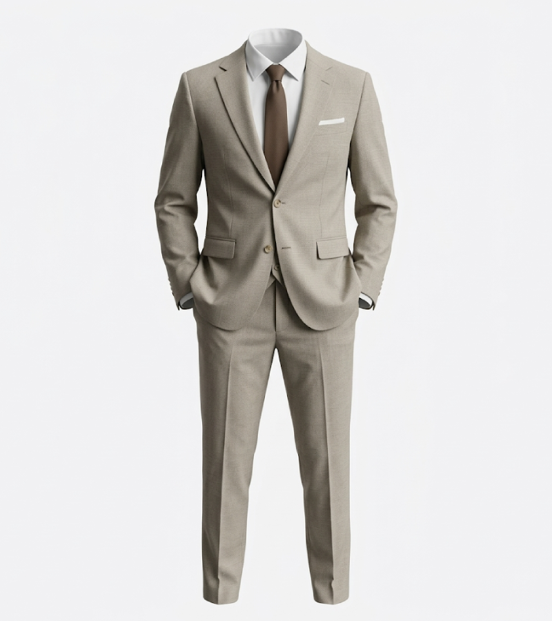 Eastford Polyester Check Beige Suit