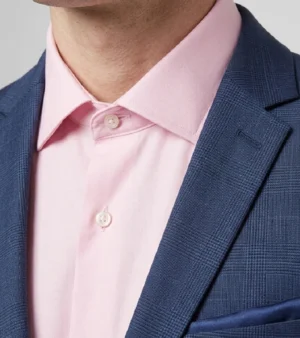 Eastford Polyester Check Blue Suit Collar