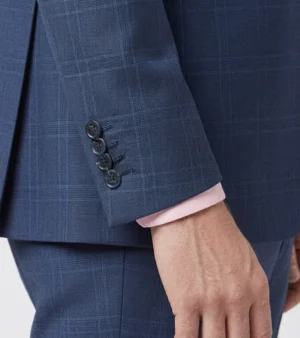 Eastford Polyester Check Blue Suit Cuffs