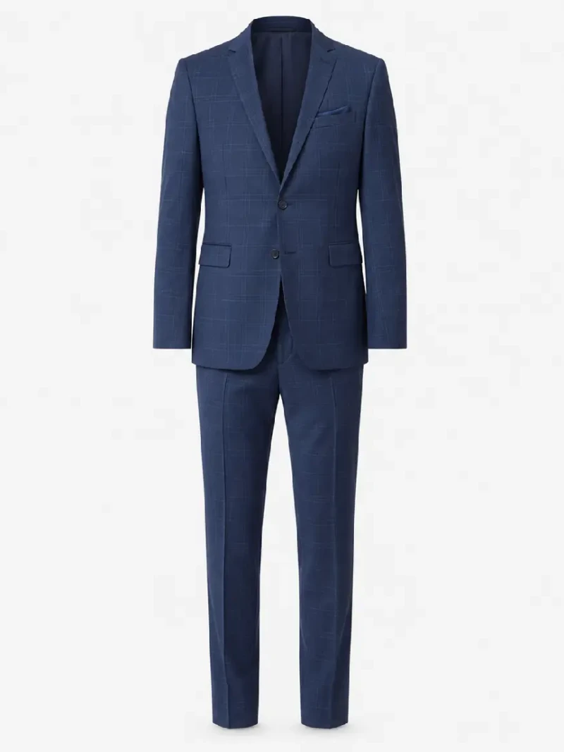 Eastford Polyester Check Blue Suit Ghost Mannequin