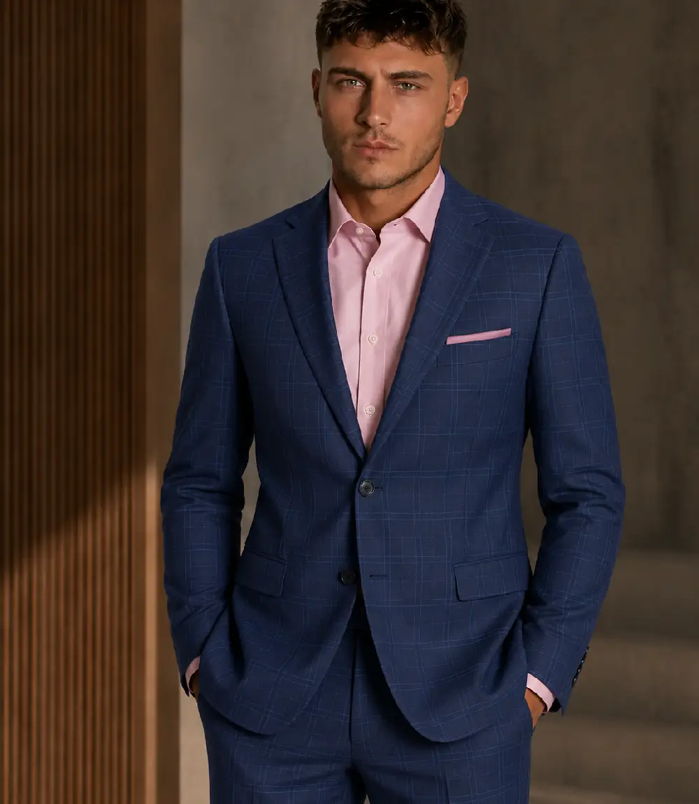 Eastford Polyester Check Blue Suit Model Eastford Polyester Check Blue Suit Model