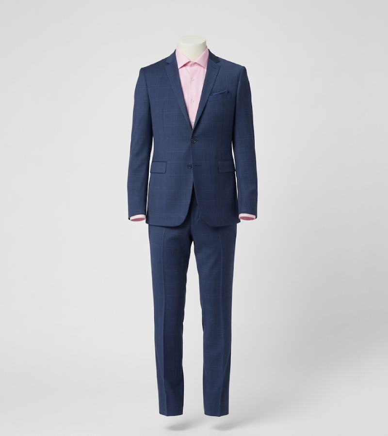 Eastford Polyester Check Blue Suit