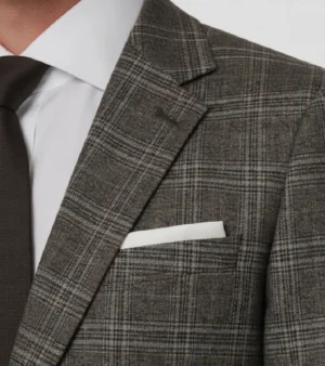 Eastford Polyester Check Brown Suit Collar