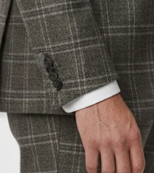 Eastford Polyester Check Brown Suit Cuffs