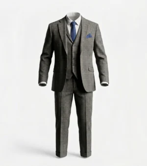 Eastford Polyester Check Charcoal Suit
