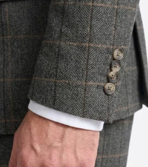 Eastford Polyester Check Charcoal Suit Cuffs