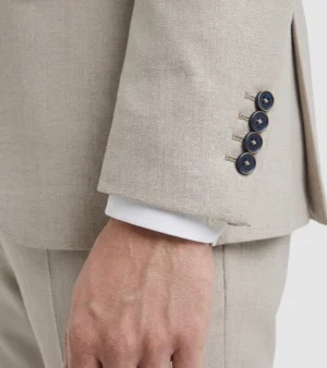 Eastford Polyester Check Cream Suit Cuffs