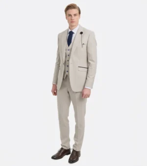 Eastford Polyester Check Cream Suit Front