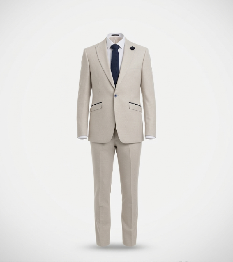 Eastford Polyester Check Cream Suit