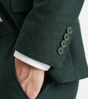 Eastford Polyester Check Green Suit Cuffs