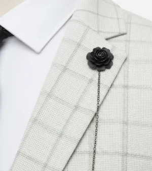 Eastford Polyester Check Light Grey Suit Collar