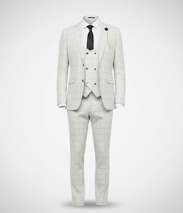 Eastford Polyester Check Light Grey Suit