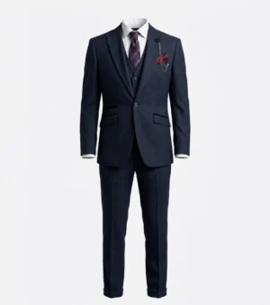 Eastford Polyester Check Navy Suit