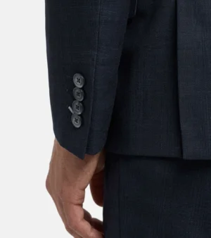 Eastford Polyester Check Navy Suit Cuffs