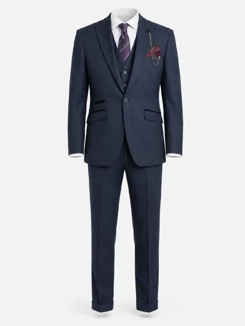 Eastford Polyester Check Navy Suit Ghost Mannequin