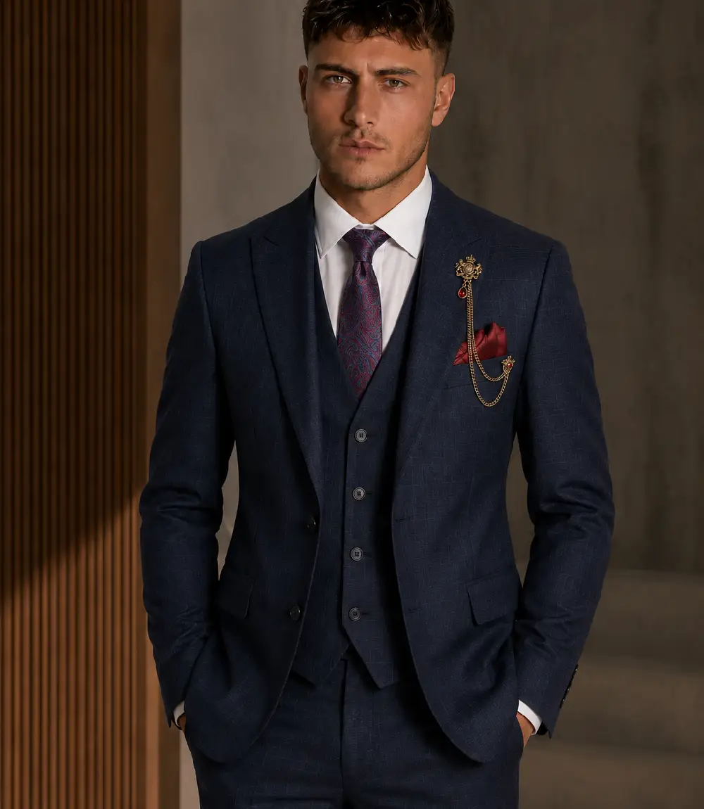 Eastford Polyester Check Navy Suit Model Eastford Polyester Check Navy Suit Model