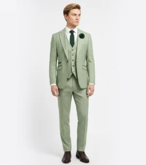 Eastford Polyester Check Sage Green Suit Front