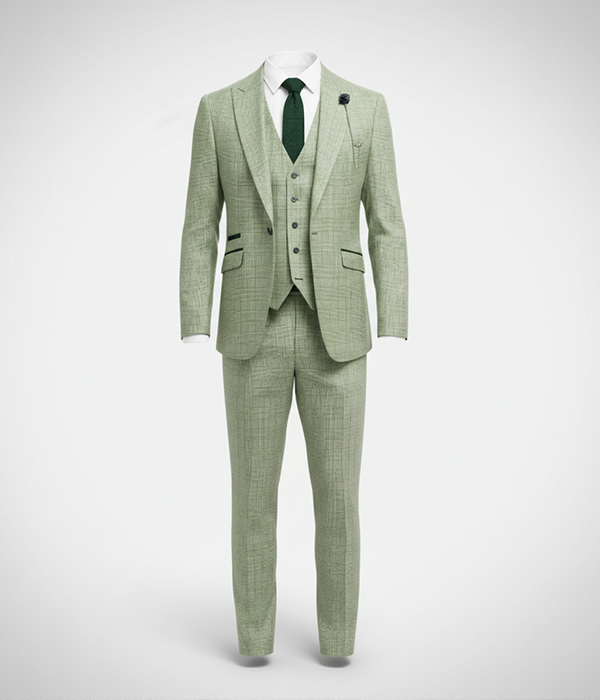 Eastford Polyester Check Sage Green Suit