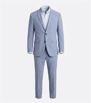 Eastford Polyester Houndstooth Light Blue Suit