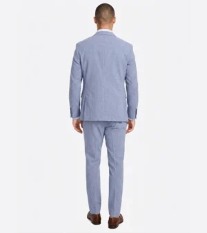 Eastford Polyester Houndstooth Light Blue Suit Back