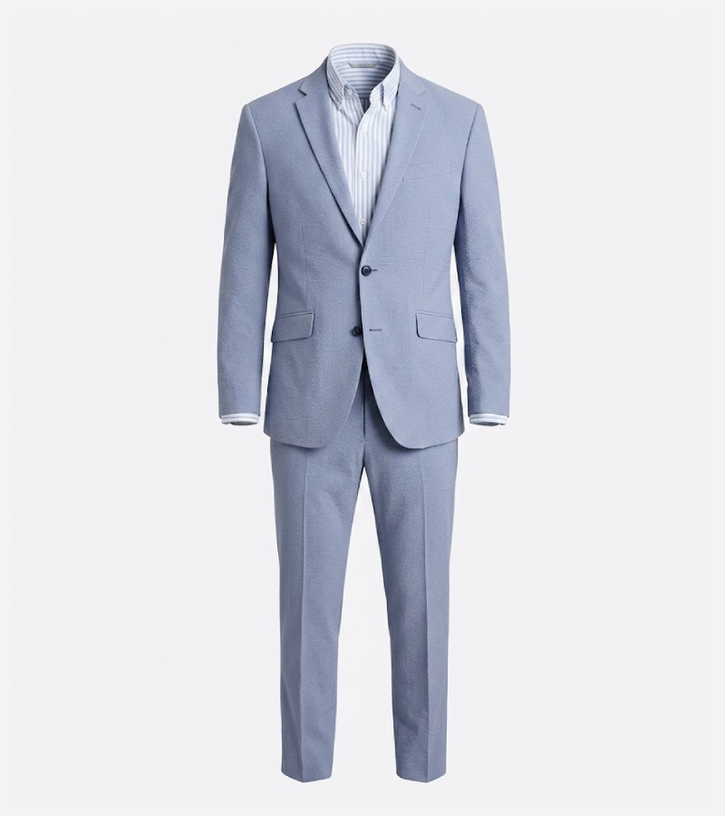 Eastford Polyester Houndstooth Light Blue Suit