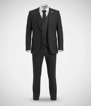 Eastford Polyester Pinstripe Black Suit