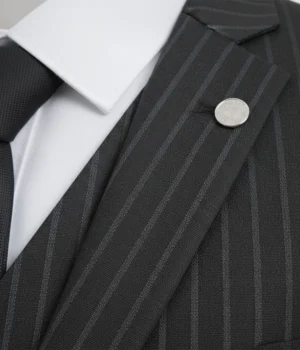 Eastford Polyester Pinstripe Black Suit Collar