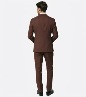 Eastford Polyester Plaid Maroon Suit Back