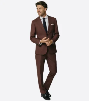 Eastford Polyester Plaid Maroon Suit Front