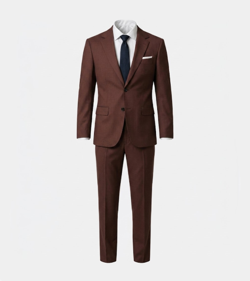 Eastford Polyester Plaid Maroon Suit