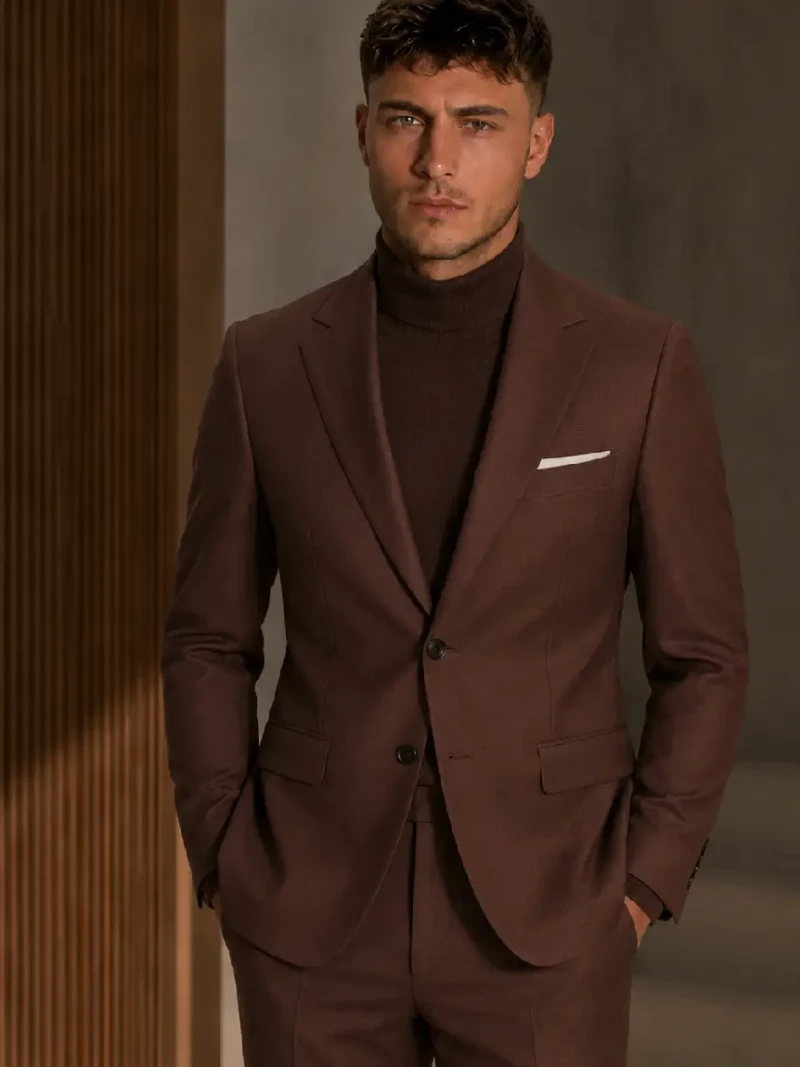Eastford Polyester Solid Brown Suit Model