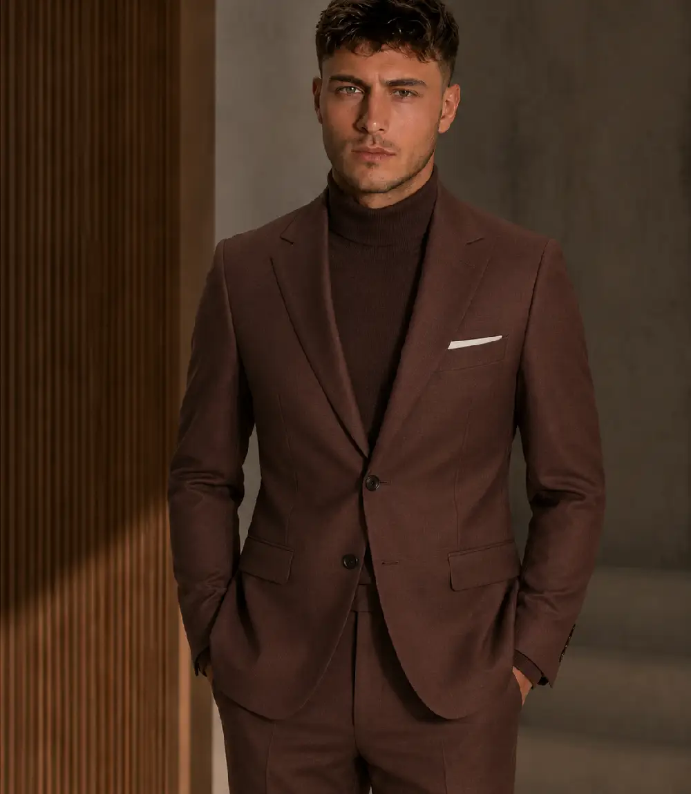 Eastford Polyester Solid Brown Suit Model Eastford Polyester Solid Brown Suit Model