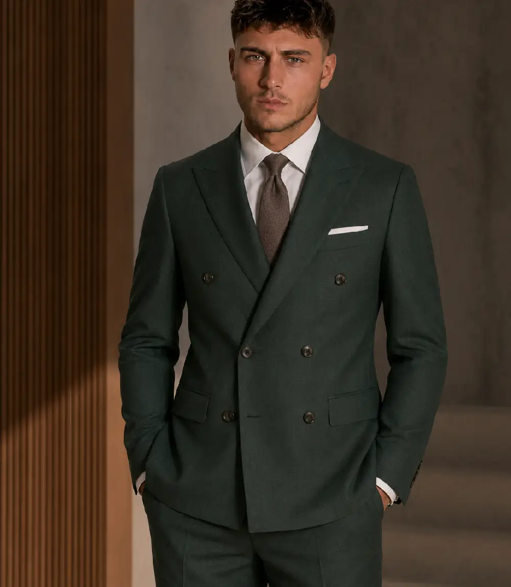 Eastford Polyester Solid Green Suit Model Eastford Polyester Solid Green Suit Model