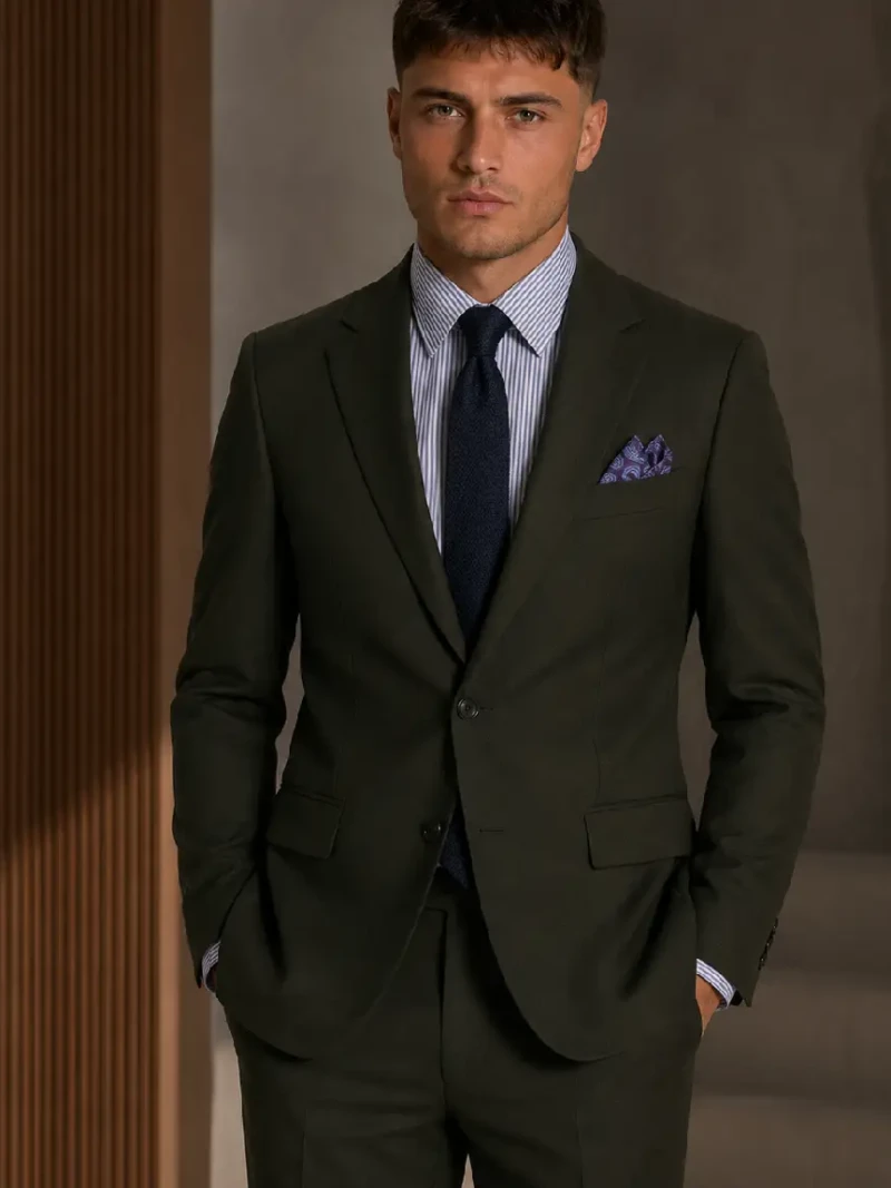 Eastford Polyester Twill Dark Green Suit Model