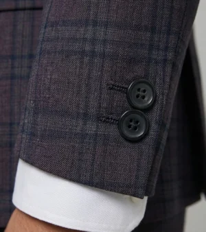 Eastford Polyester Windowpane Burgundy Suit Cuffs